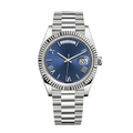 President 40 – Blue Dial | Silver Tone Bracelet & Fluted Bezel